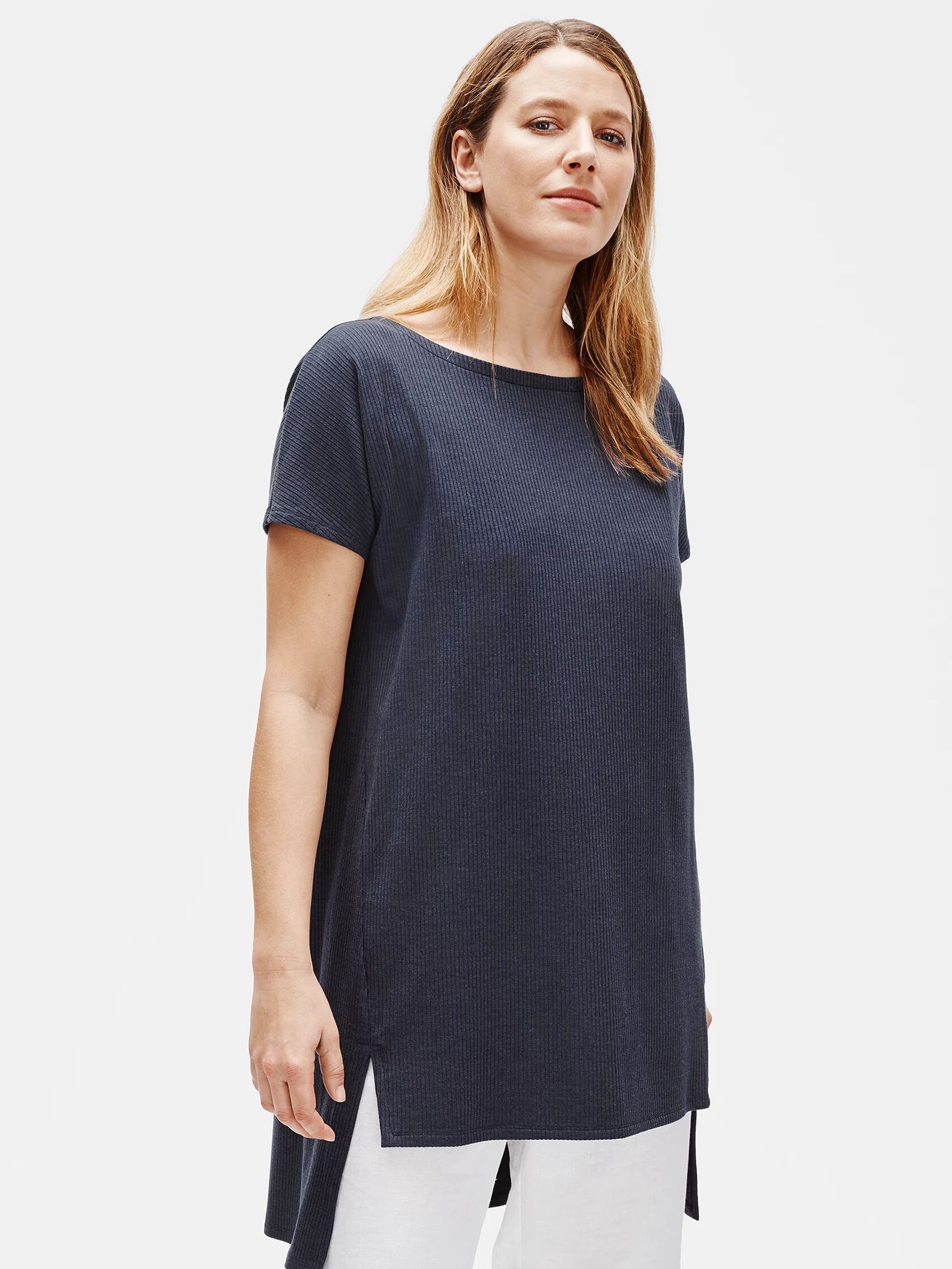 Tencel Rib Bateau Neck Tunic