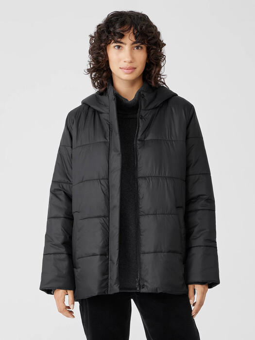 Eggshell Recycled Nylon Short Coat EILEEN FISHER - Main Image