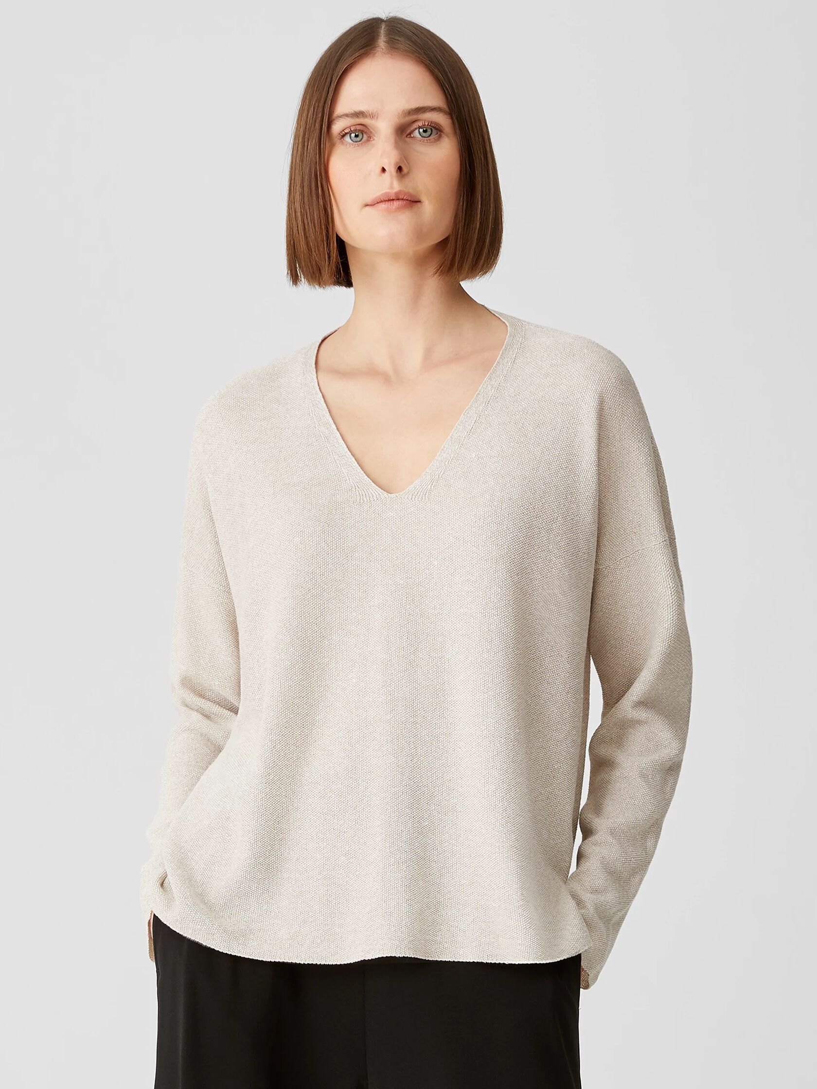 Organic Linen Cotton Twist V-Neck Top