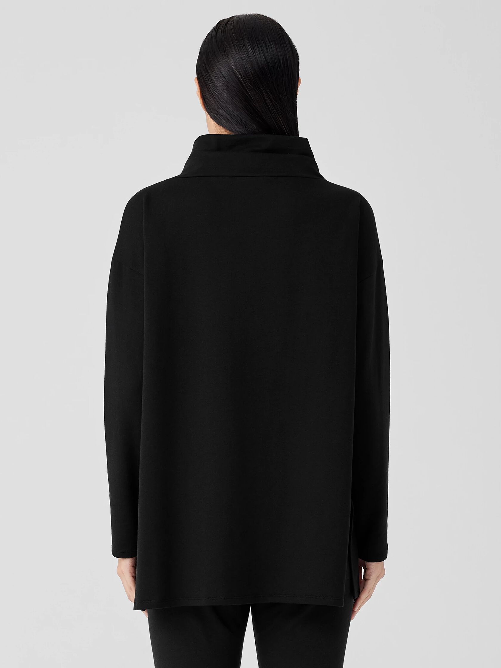 Cozy Brushed Terry Hug Funnel Neck Long Top