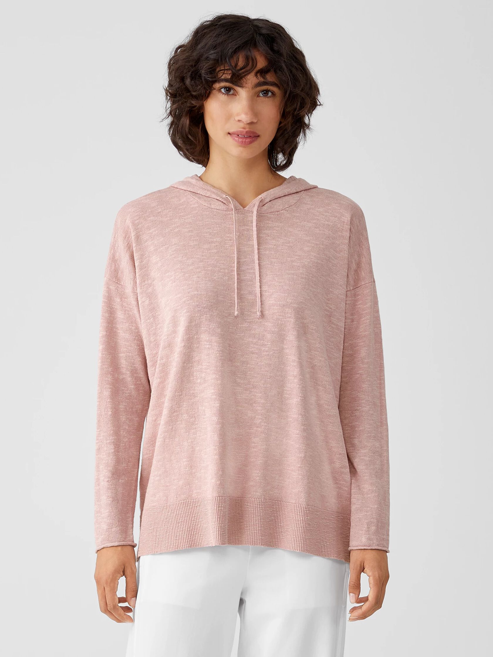 Organic Cotton Linen Slub Hooded Top