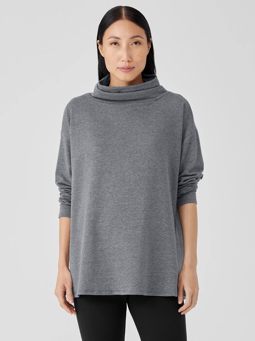 Cozy Brushed Terry Hug Funnel Neck Long Top