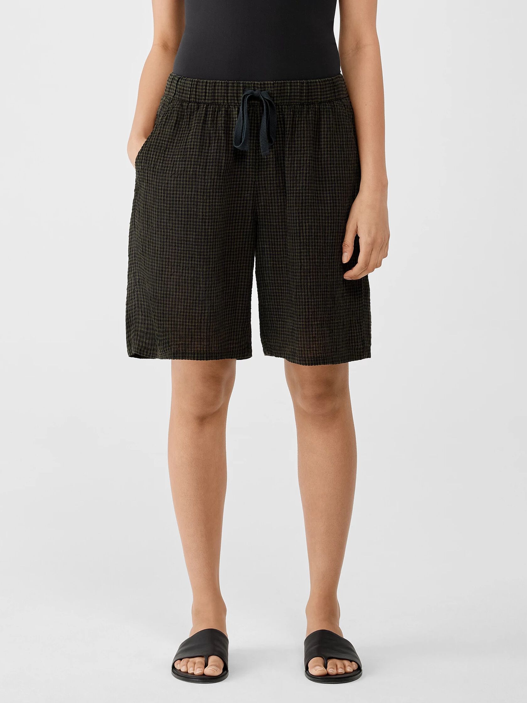 Puckered Organic Linen Shorts