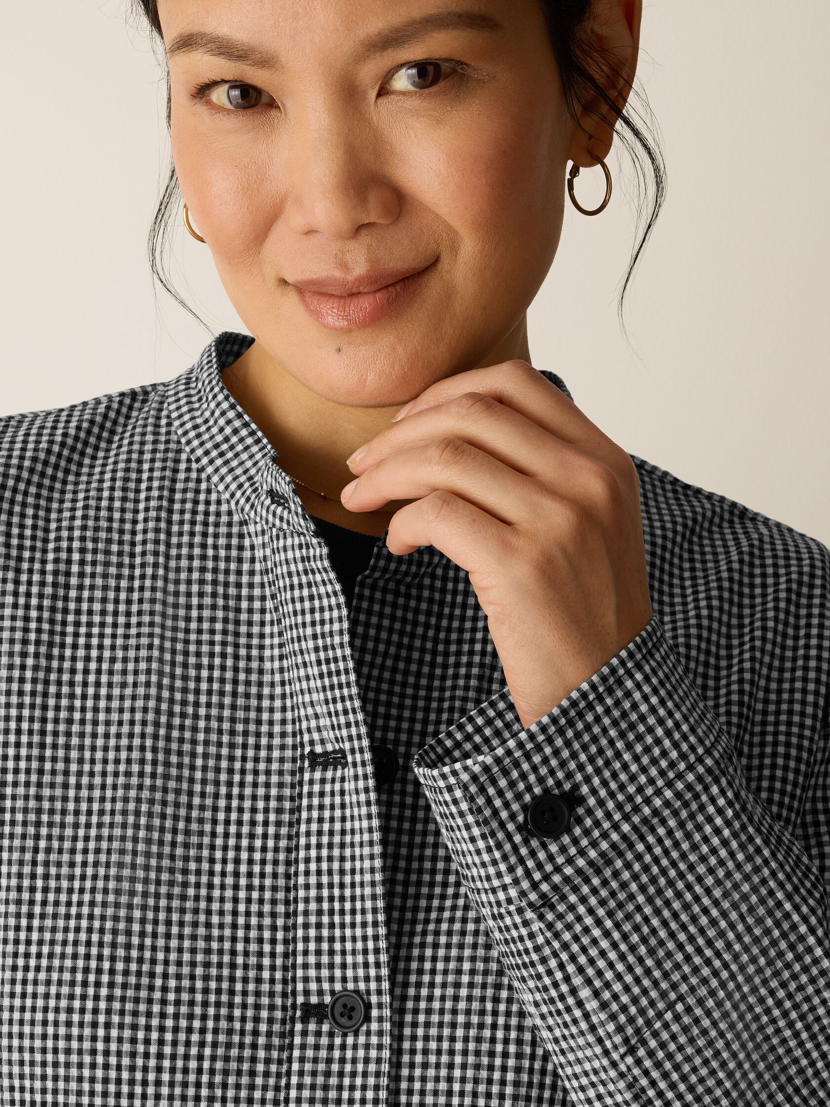 Organic Cotton Pucker Check Shirt Jacket