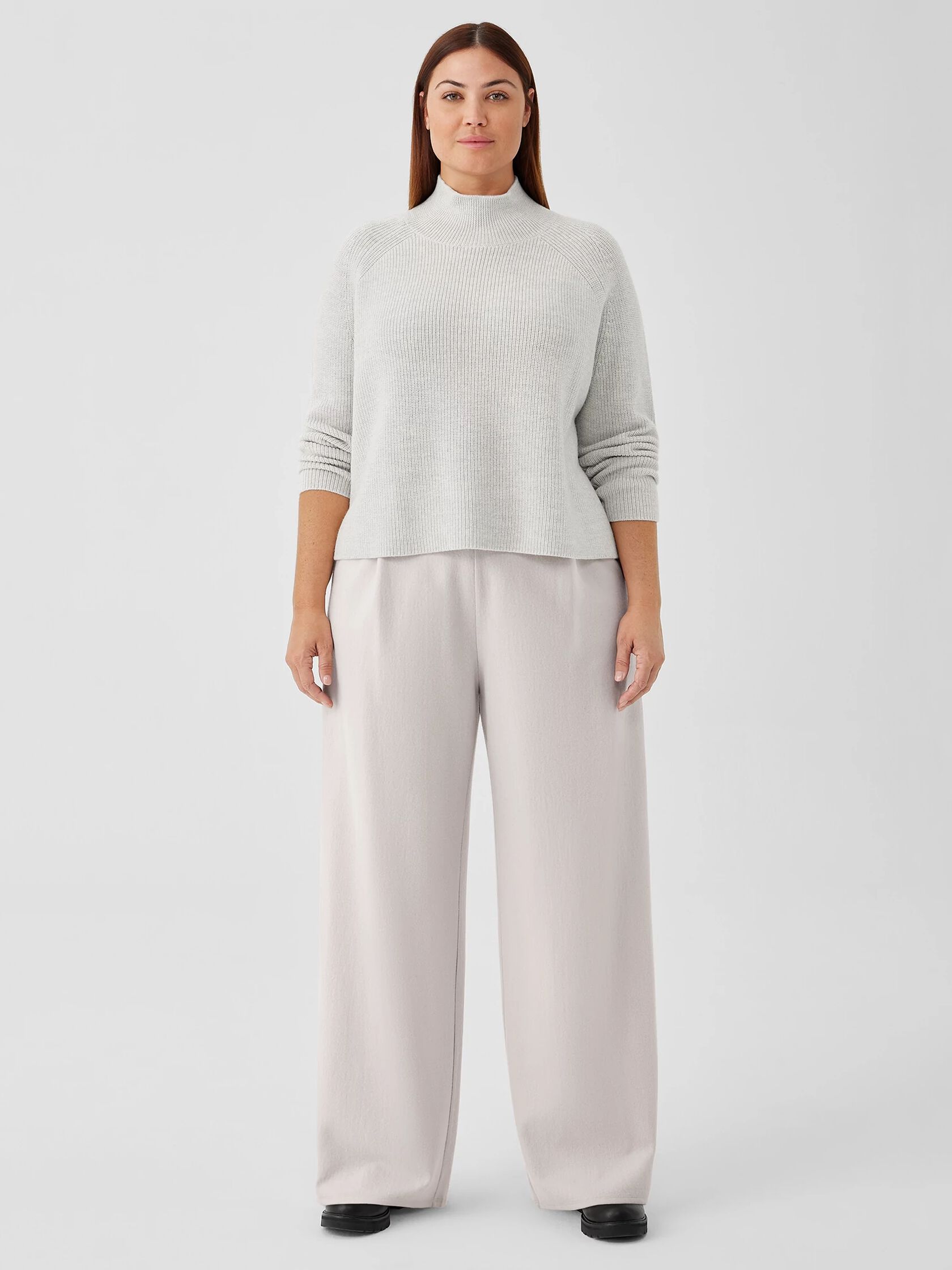 Boiled Wool Jersey Pleated Wide-Leg Pant