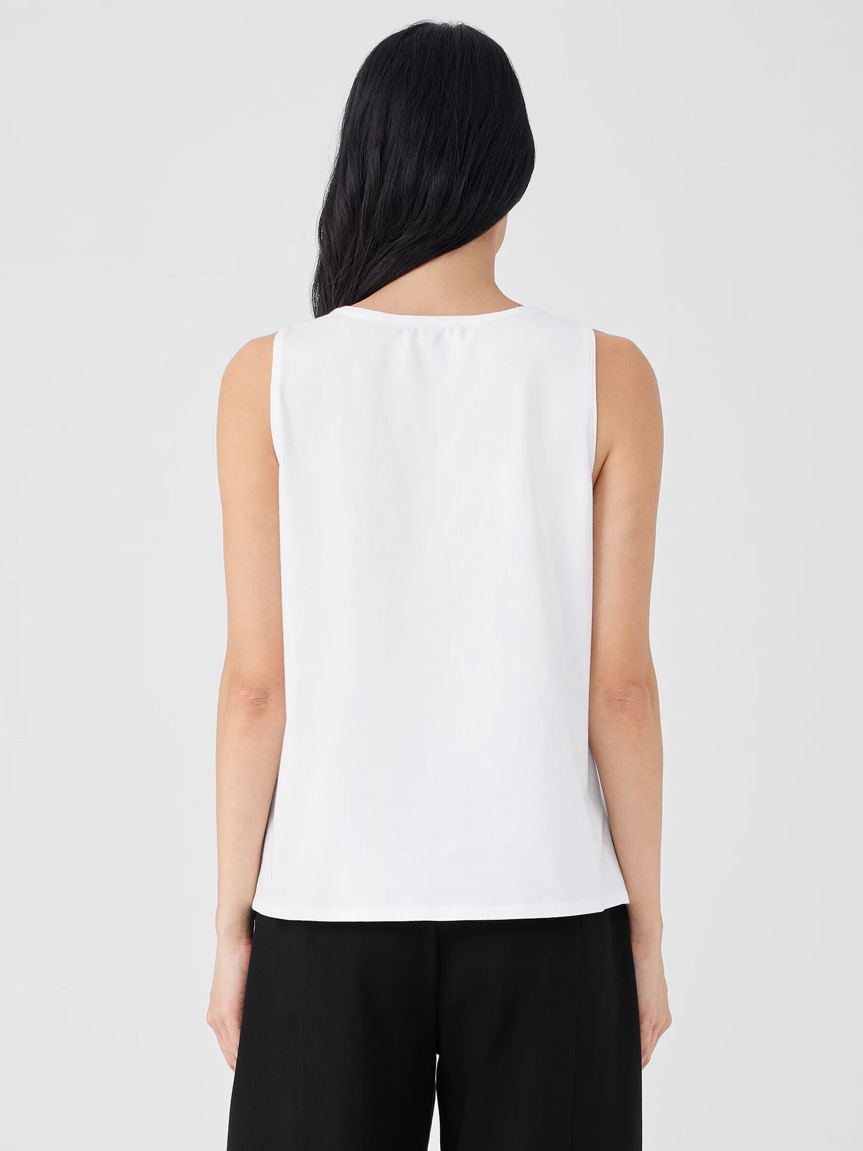 Stretch Jersey Knit Jewel Neck Tank