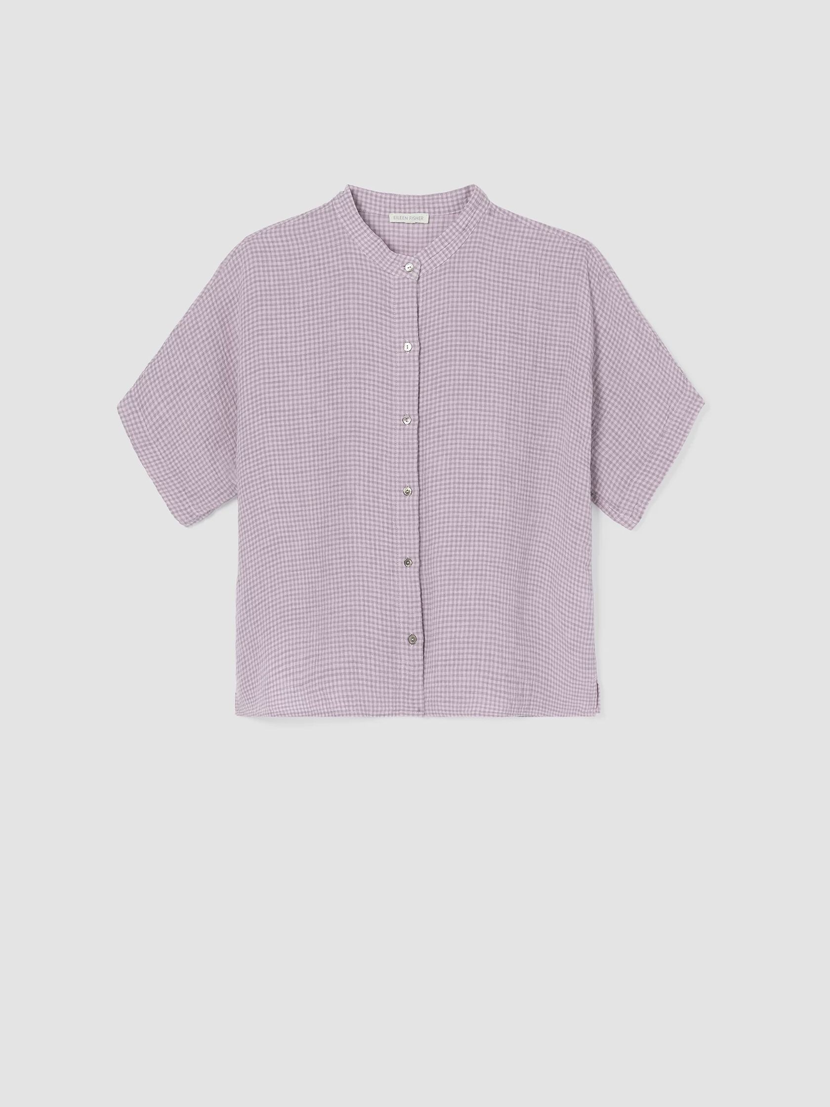 Puckered Organic Linen Short-Sleeve Shirt