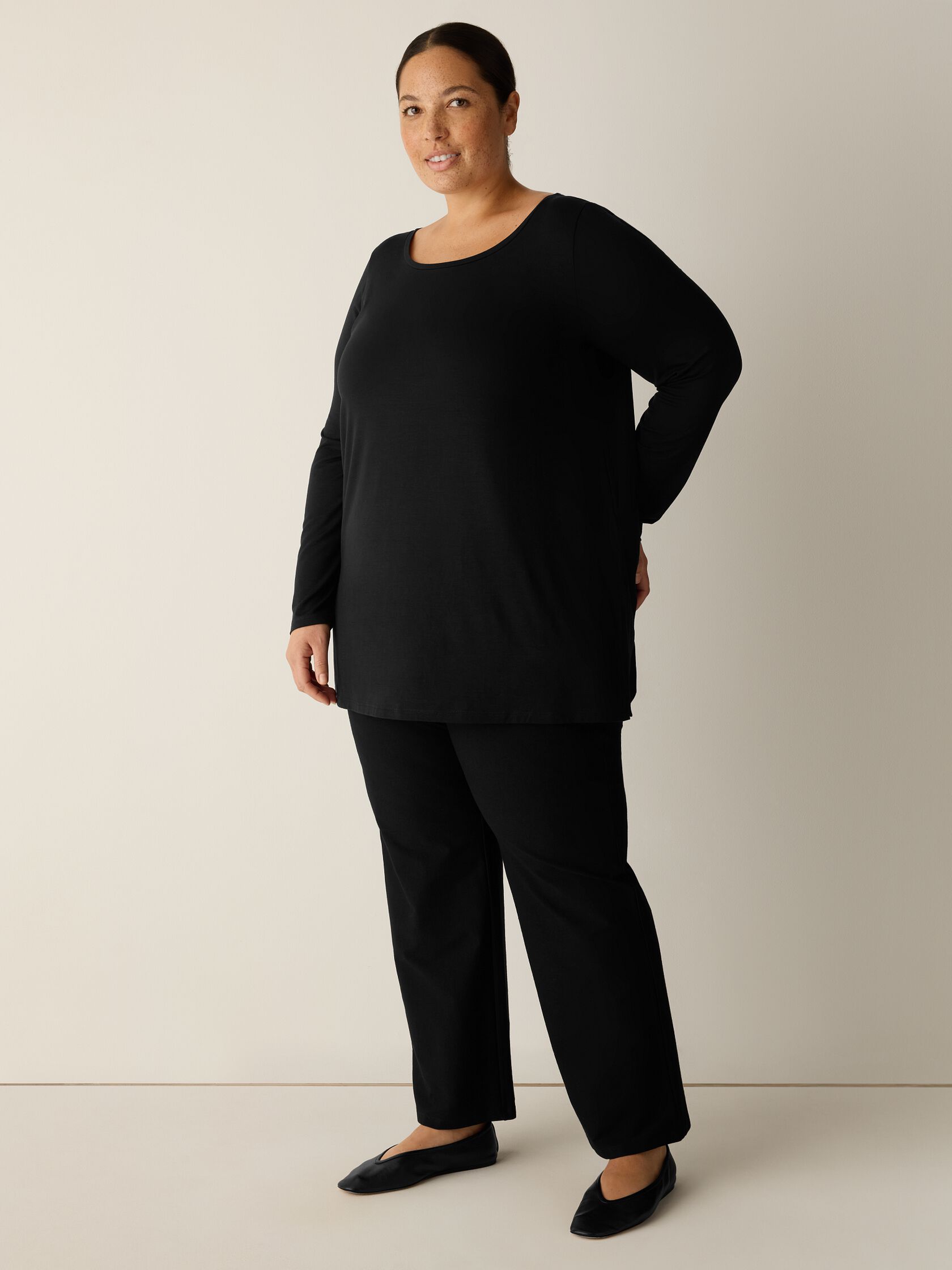 Fine Jersey Ballet Neck Long Top