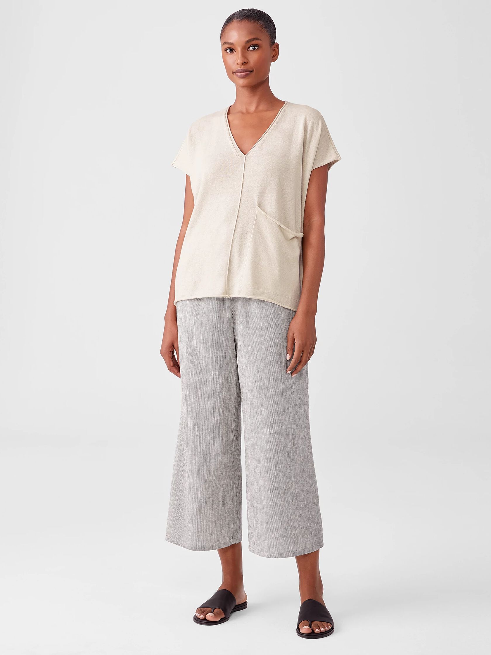 Organic Linen Cotton V-Neck Top