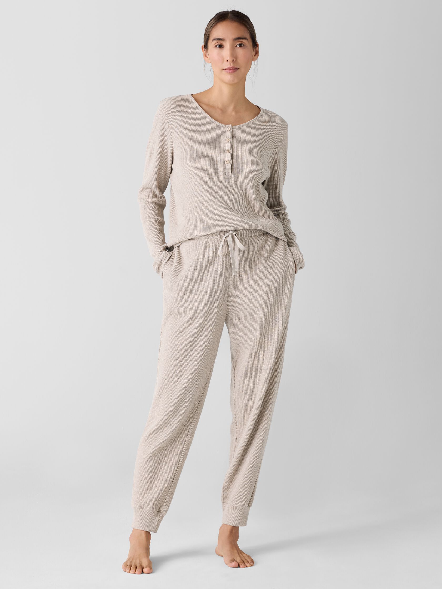 Mélange Organic Cotton Waffle Jogger Sleep Pant