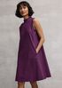 Organic Cotton Pucker Check Mock Neck Dress