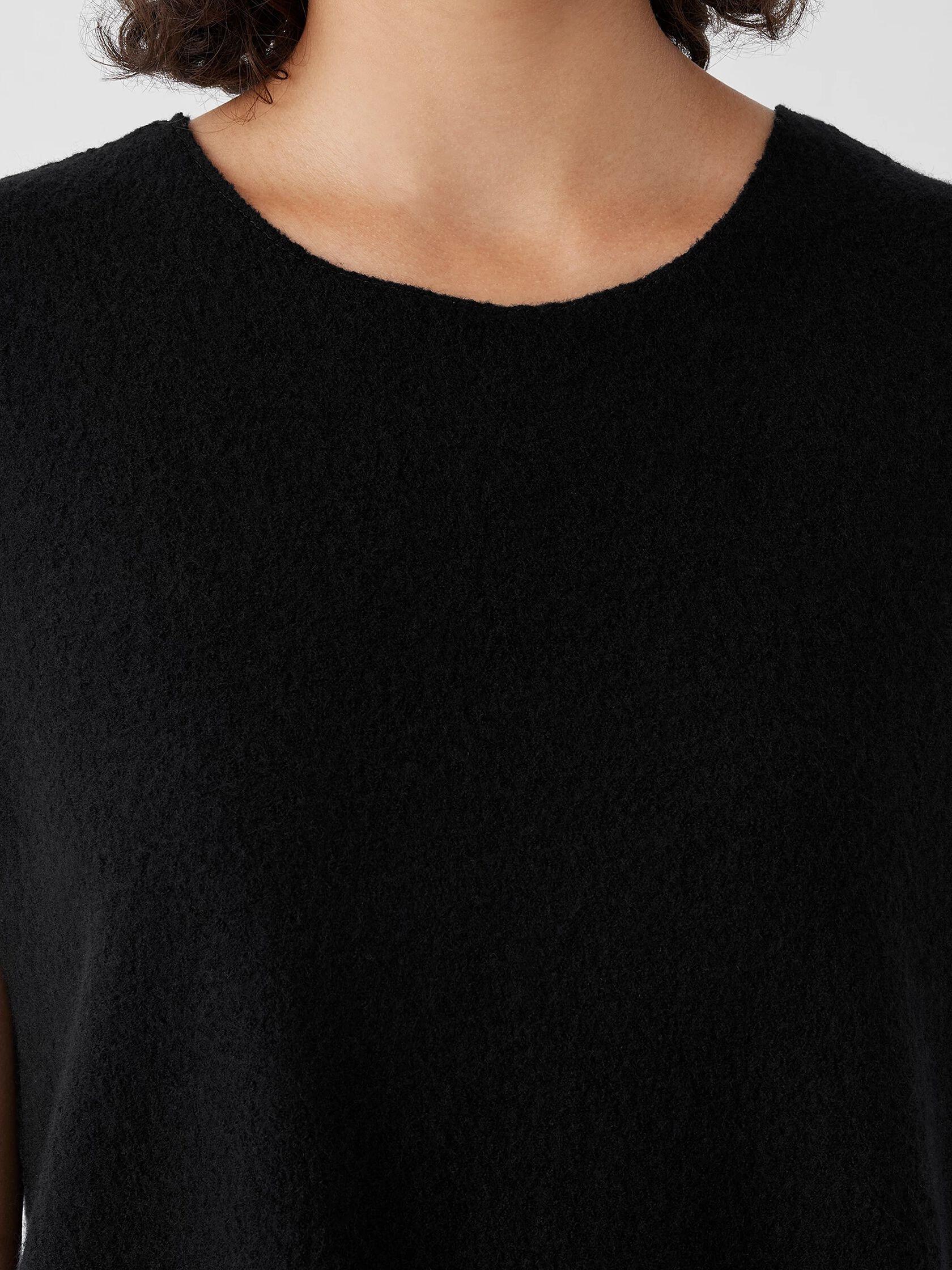 Lightweight Boiled Wool Bateau Neck Long Top in Regenerative Wool