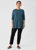 Stretch Jersey Knit Crew Neck Long Top