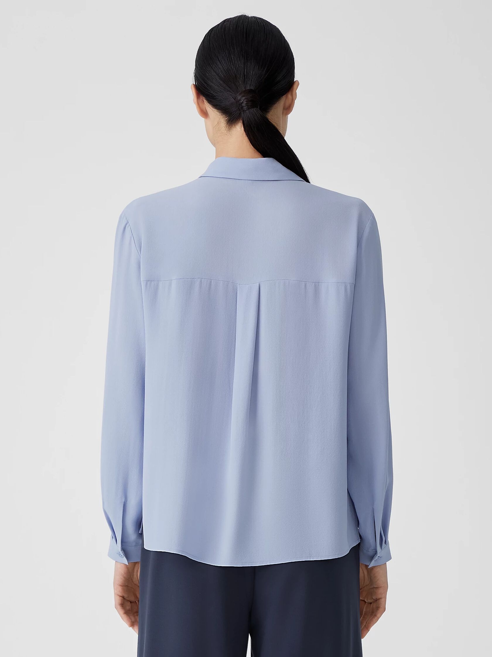 Silk Georgette Crepe Classic Collar Shirt