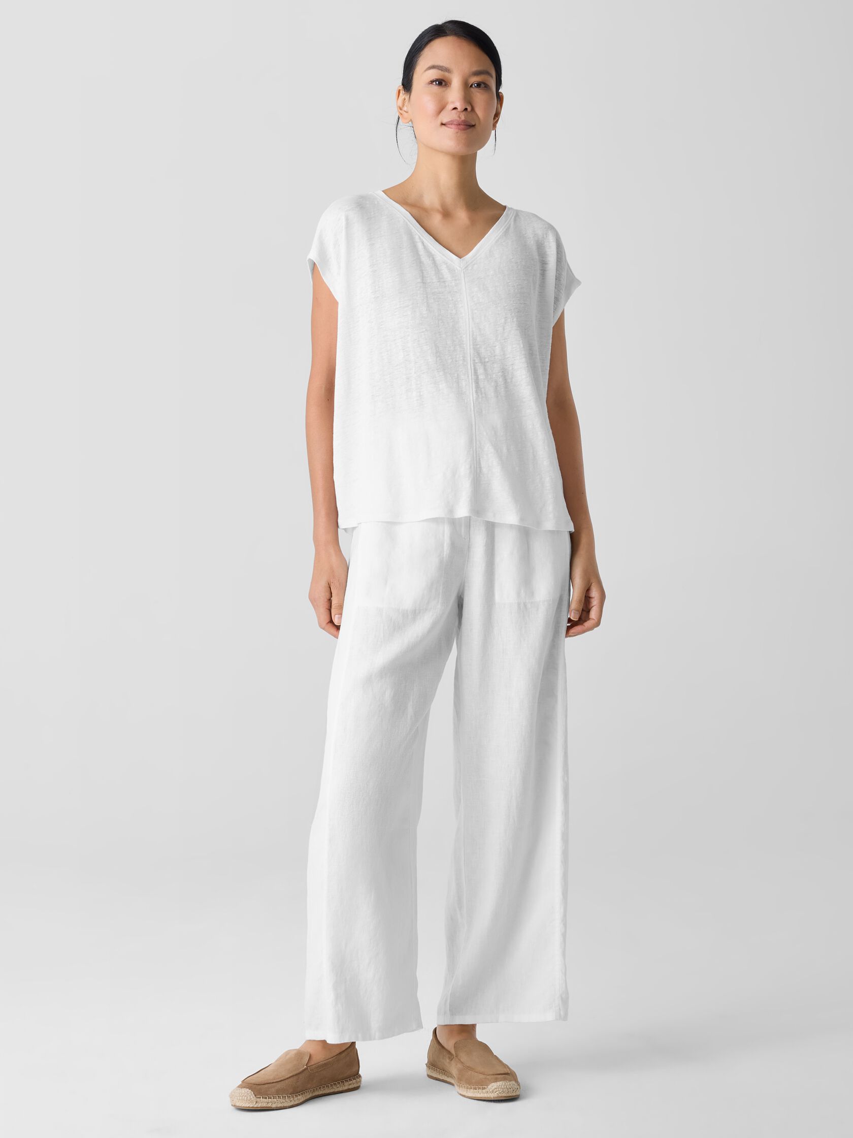 Organic Linen Jersey V-Neck Tee