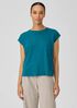 Organic Linen Jersey Shirred-Back Top