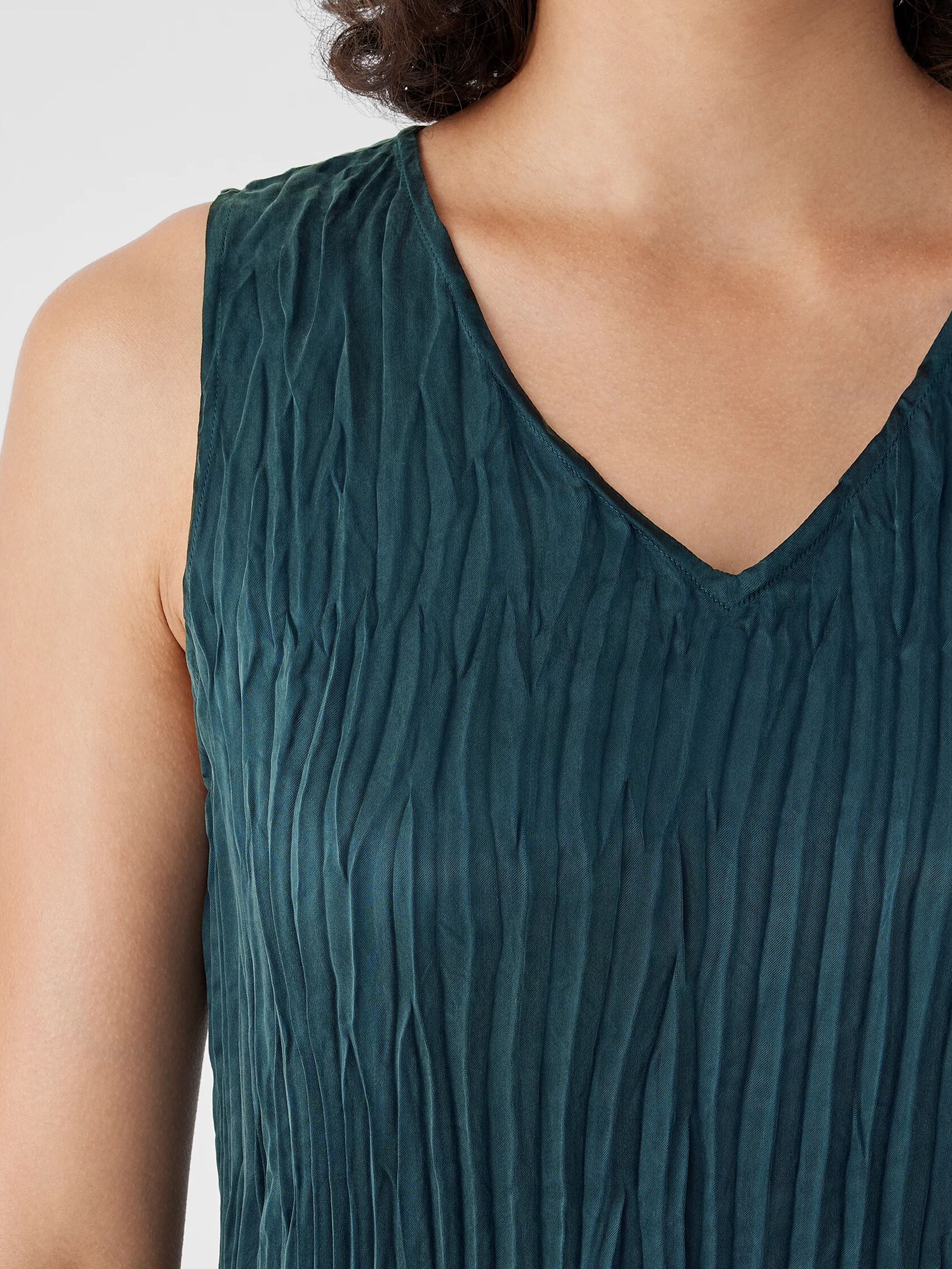 Crushed Cupro V-Neck Dress
