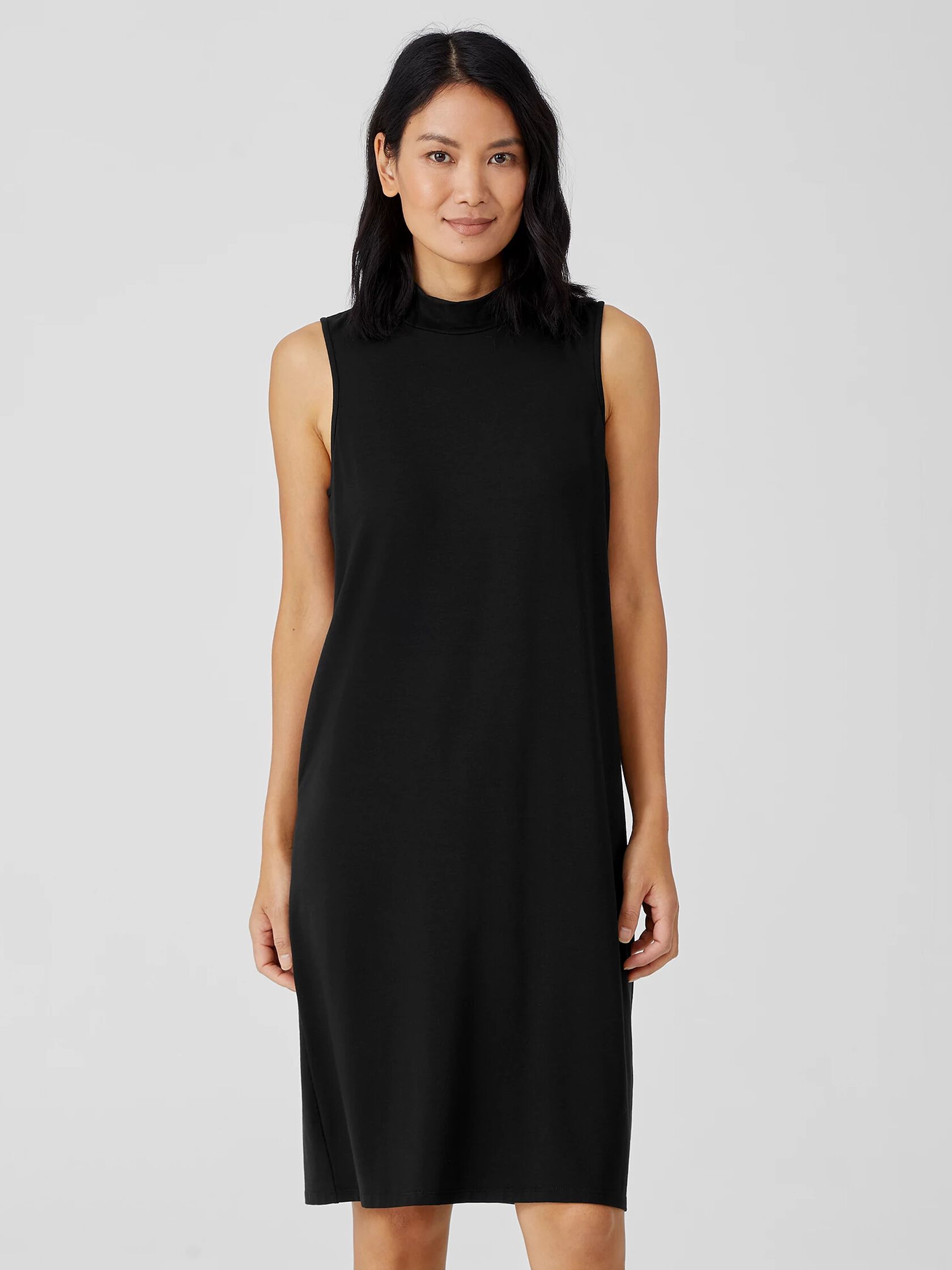 Stretch Jersey Knit Mock Neck Dress
