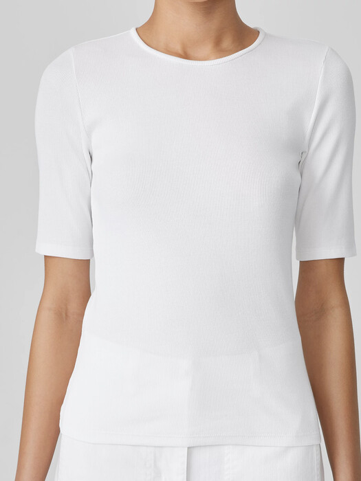 Organic Cotton Stretch Rib Crew Neck Top