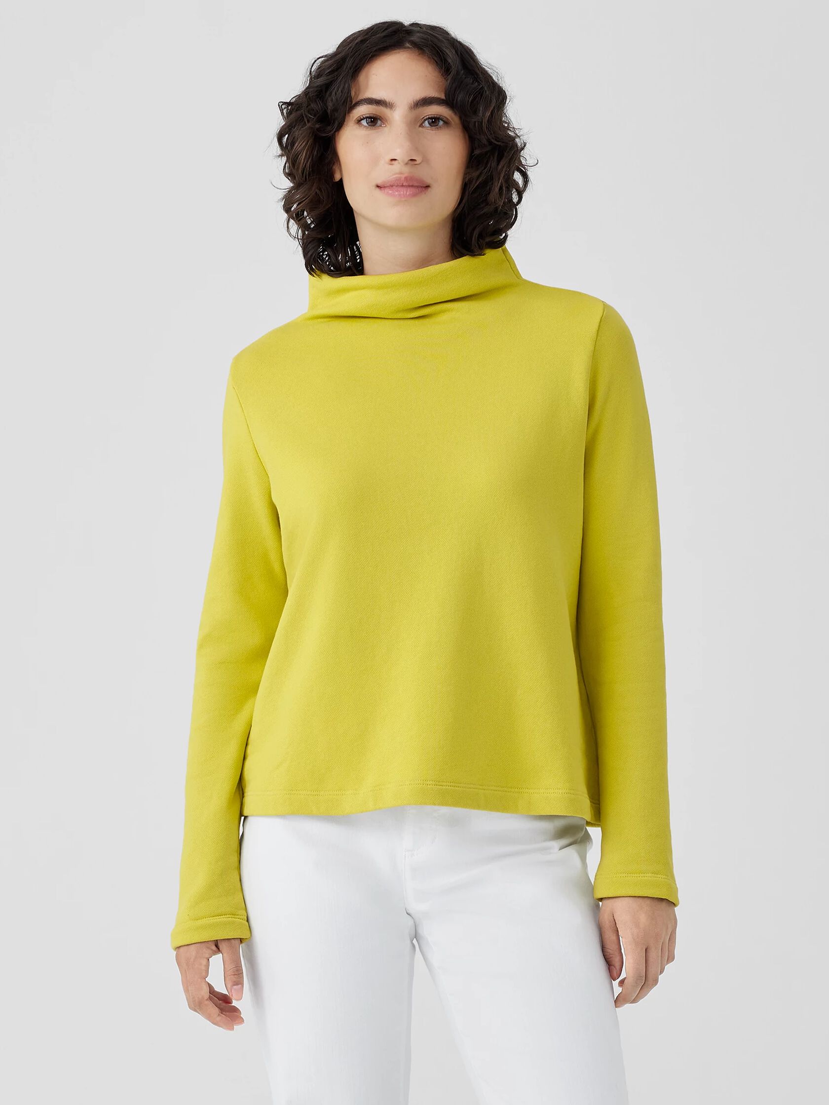 Organic Cotton French Terry Funnel Neck Top