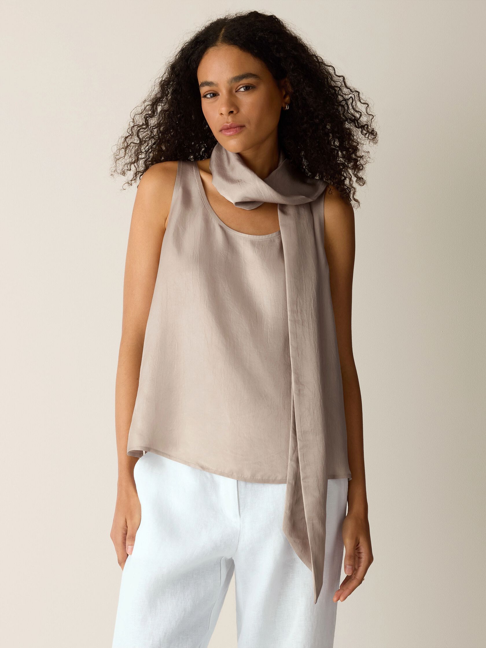 Lightweight Satin Shimmer Double Tie Scarf