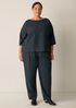 Mini Check Crepe Bateau Neck Box-Top