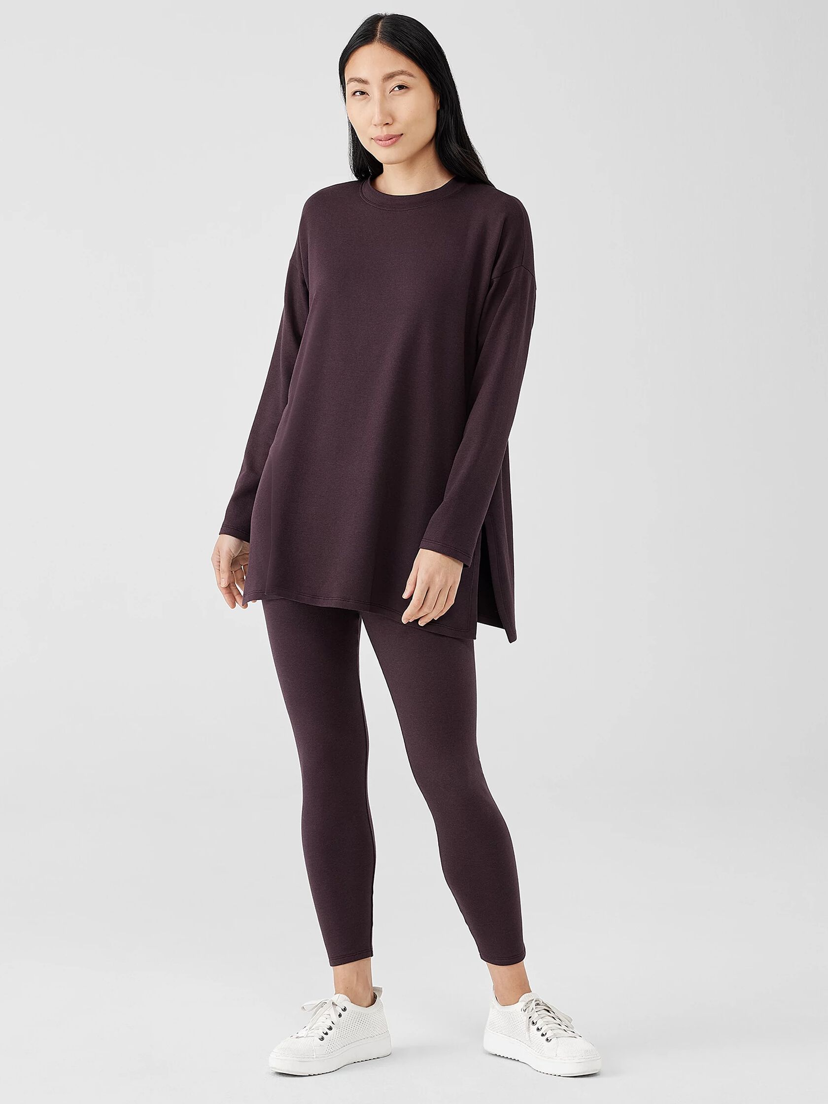 Cozy Brushed Terry Hug Crew Neck Long Top