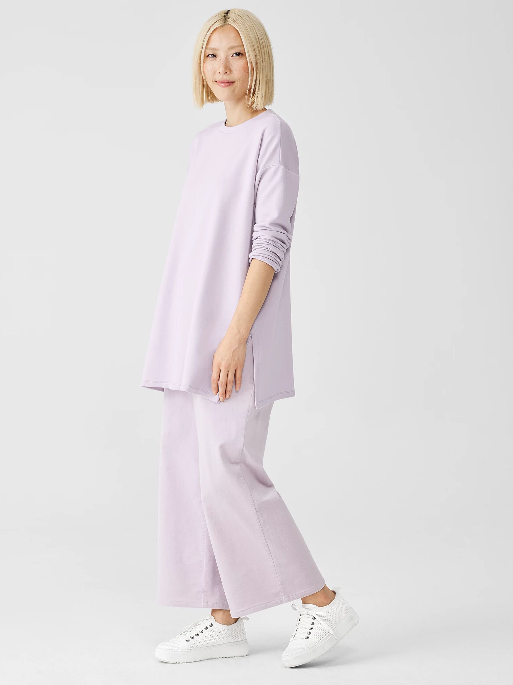 Cozy Brushed Terry Hug Crew Neck Long Top
