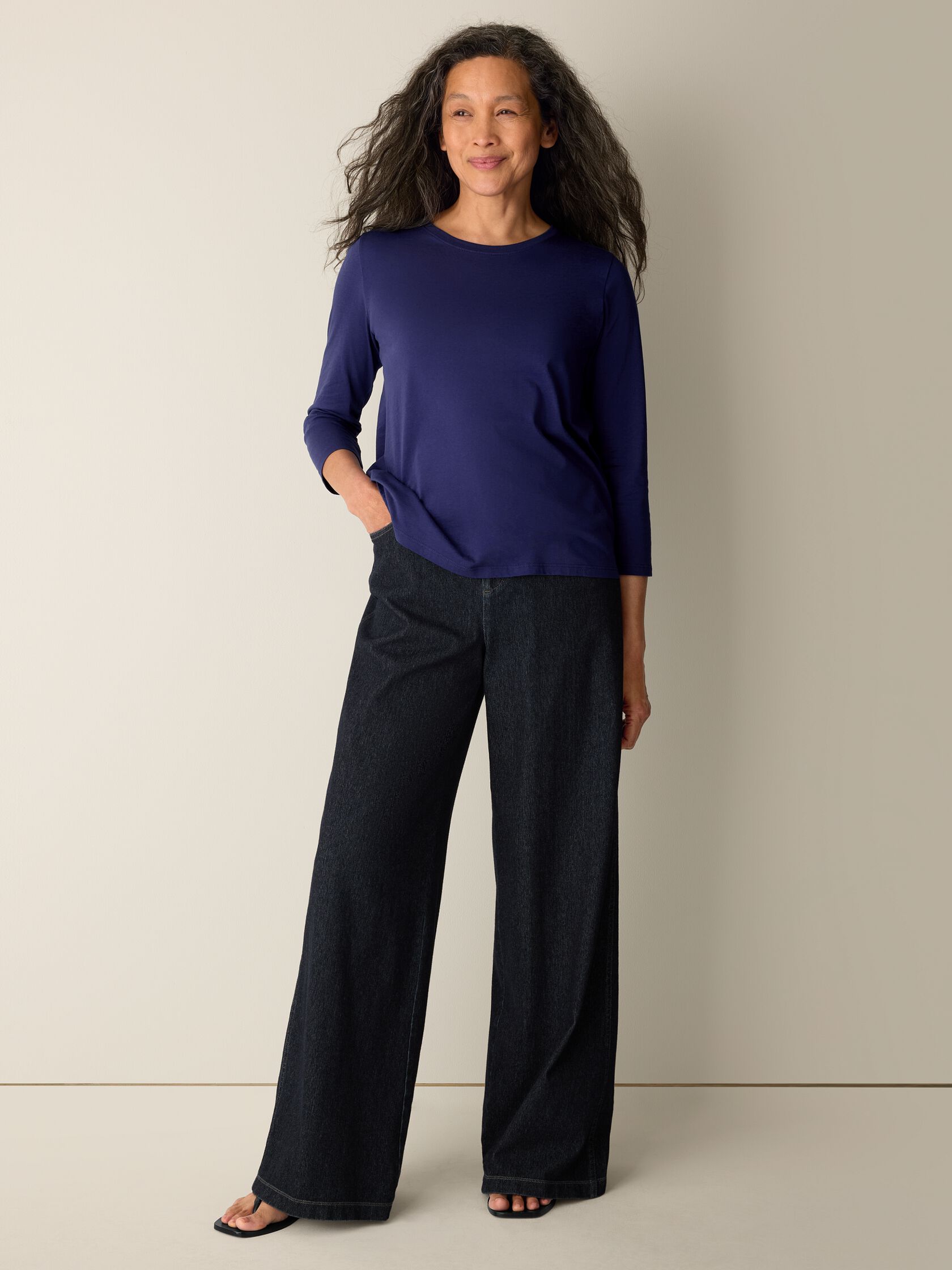 Organic Pima Cotton Jersey 3/4-Sleeve Tee