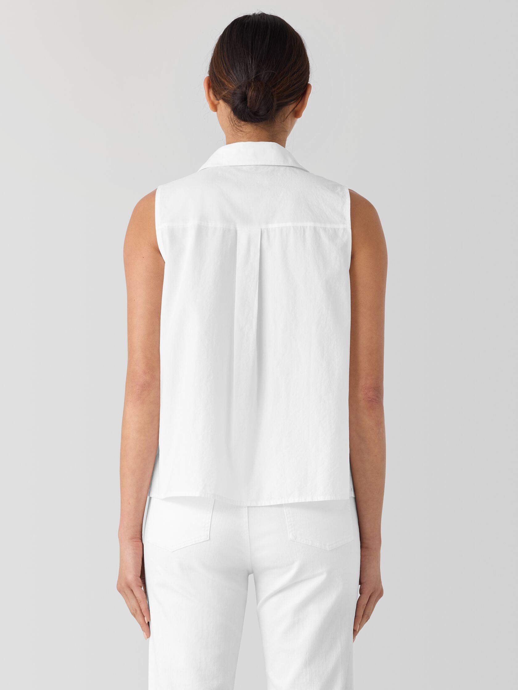 Washed Organic Cotton Poplin Sleeveless Shirt
