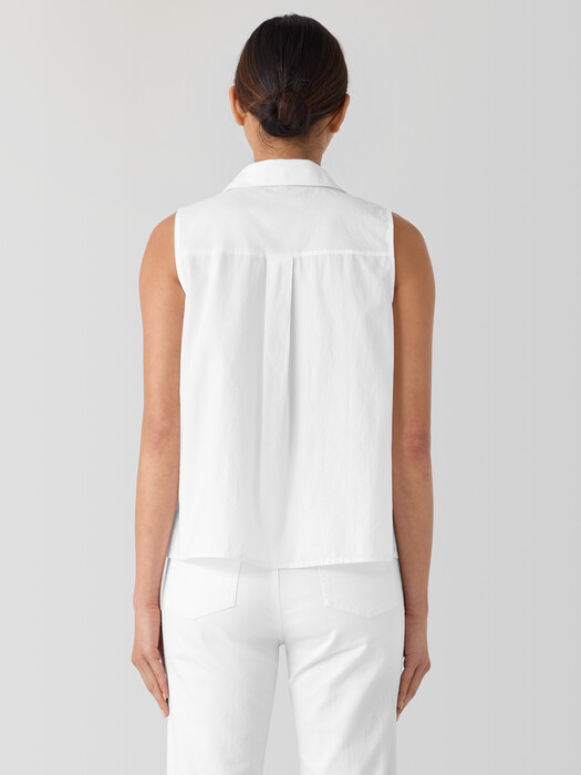 Washed Organic Cotton Poplin Sleeveless Shirt