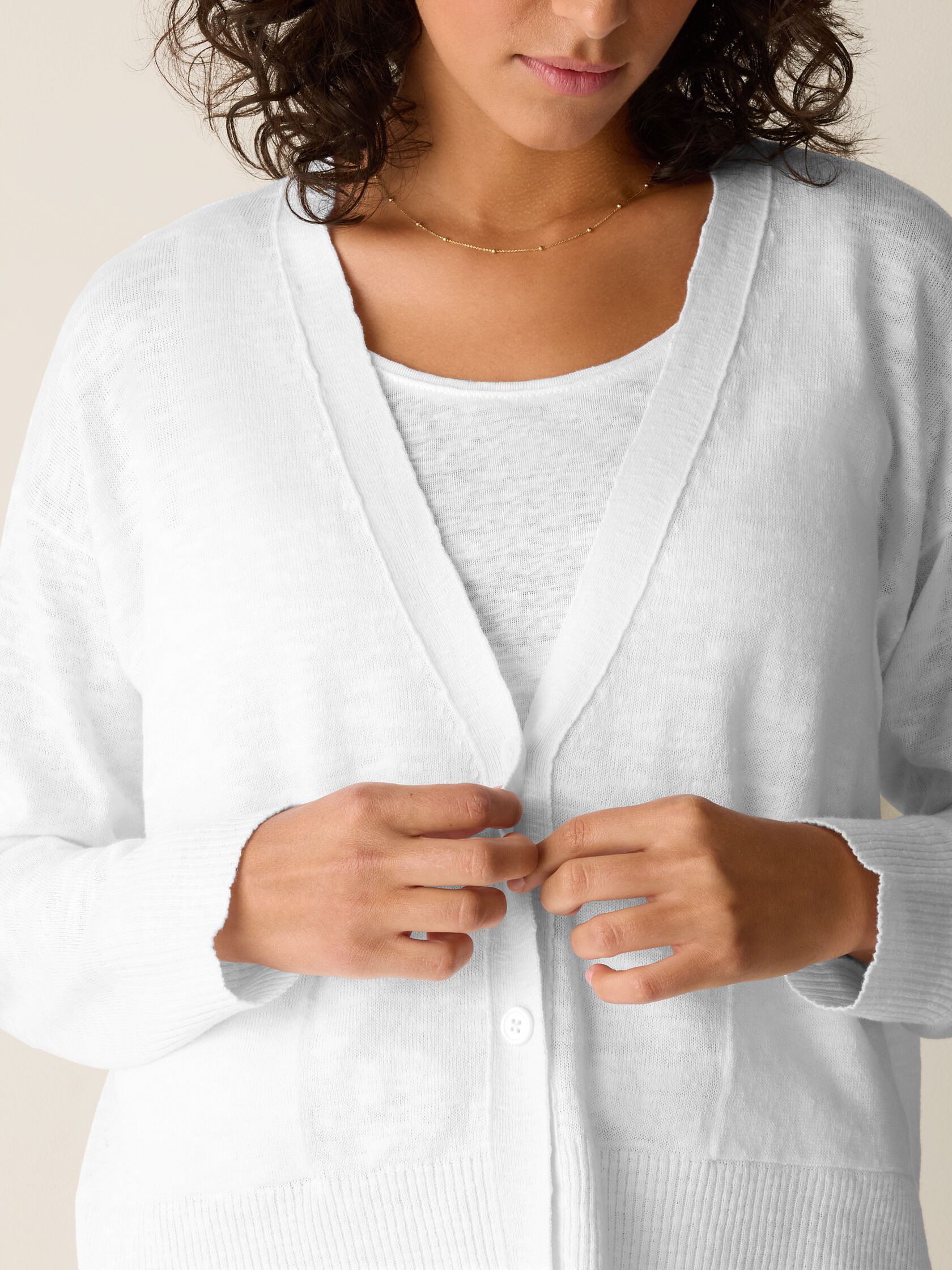 Organic Linen Cotton Slub Slouchy Cardigan