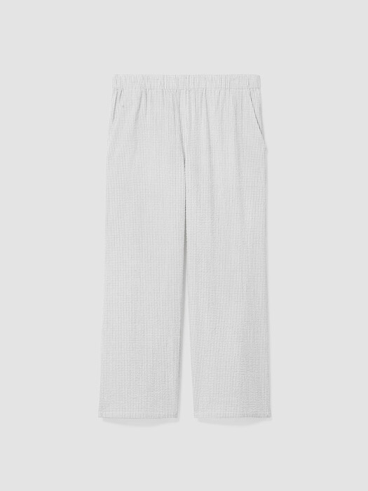 Organic Cotton Ripple Checkered Wide-Leg Pant