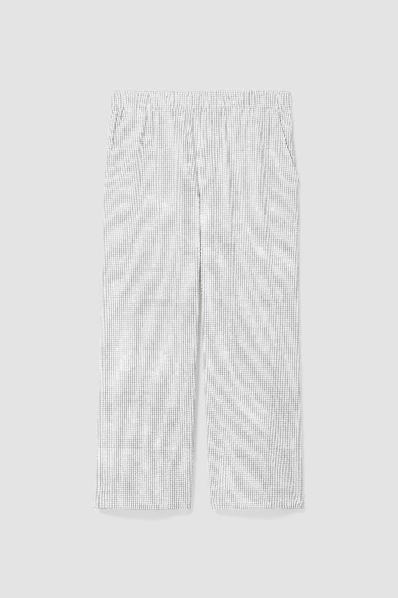 Organic Cotton Ripple Checkered Wide-Leg Pant Organic Cotton Ripple Checkered Wide-Leg Pant