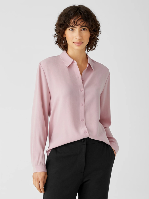 Silk Georgette Crepe Classic Collar Shirt