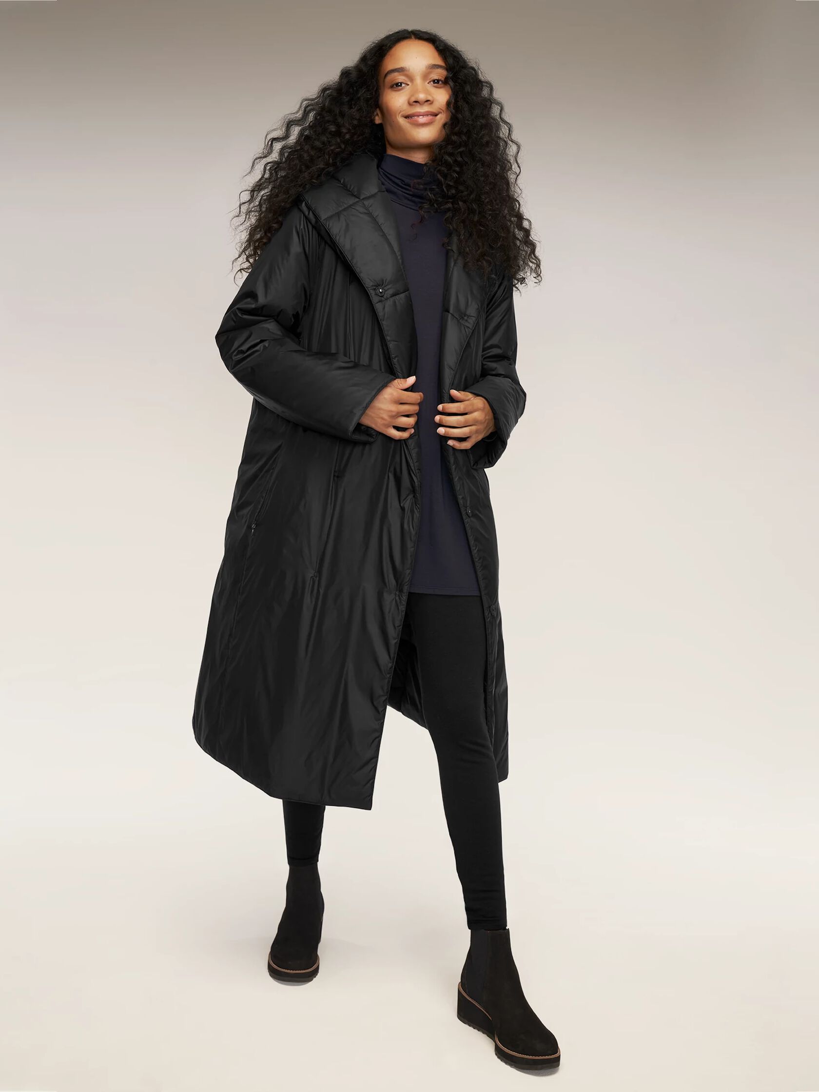 Eggshell Recycled Nylon Reversible Coat