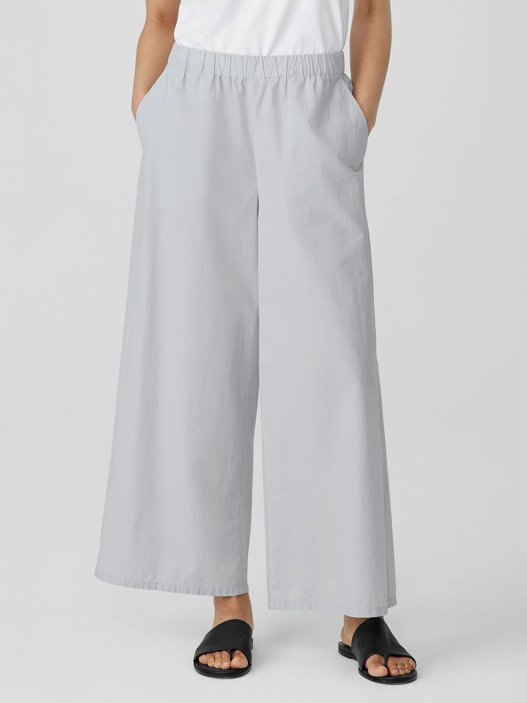 Washed Organic Cotton Poplin Wide-Leg Pant