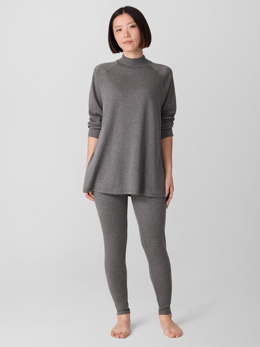 Cozy Brushed Terry Mock Neck Long Top