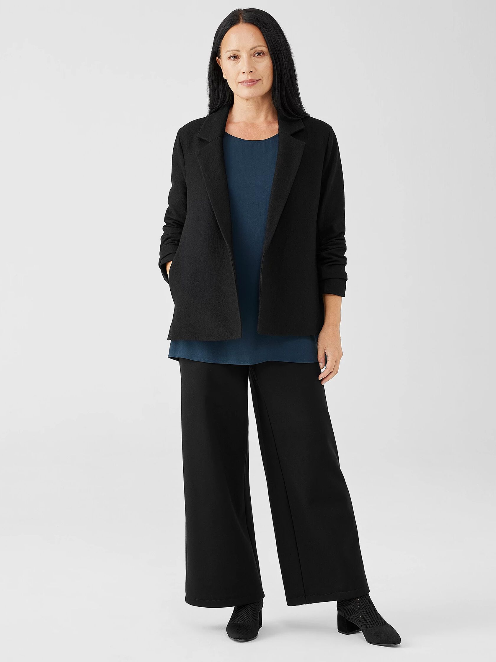 Boiled Wool Jersey Blazer | EILEEN FISHER