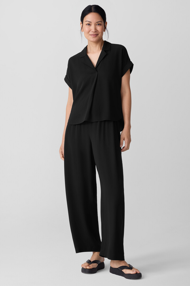 Silk Georgette Crepe Pleated Straight Pant Silk Georgette Crepe Pleated Straight Pant