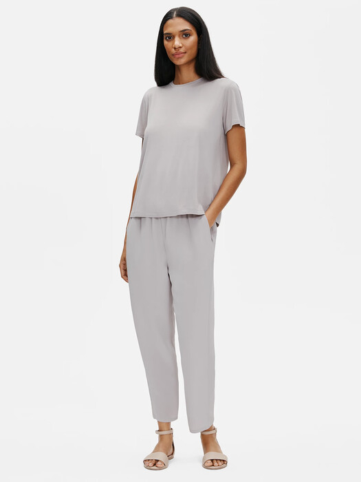 Stretch Silk Jersey Crew Neck Tee