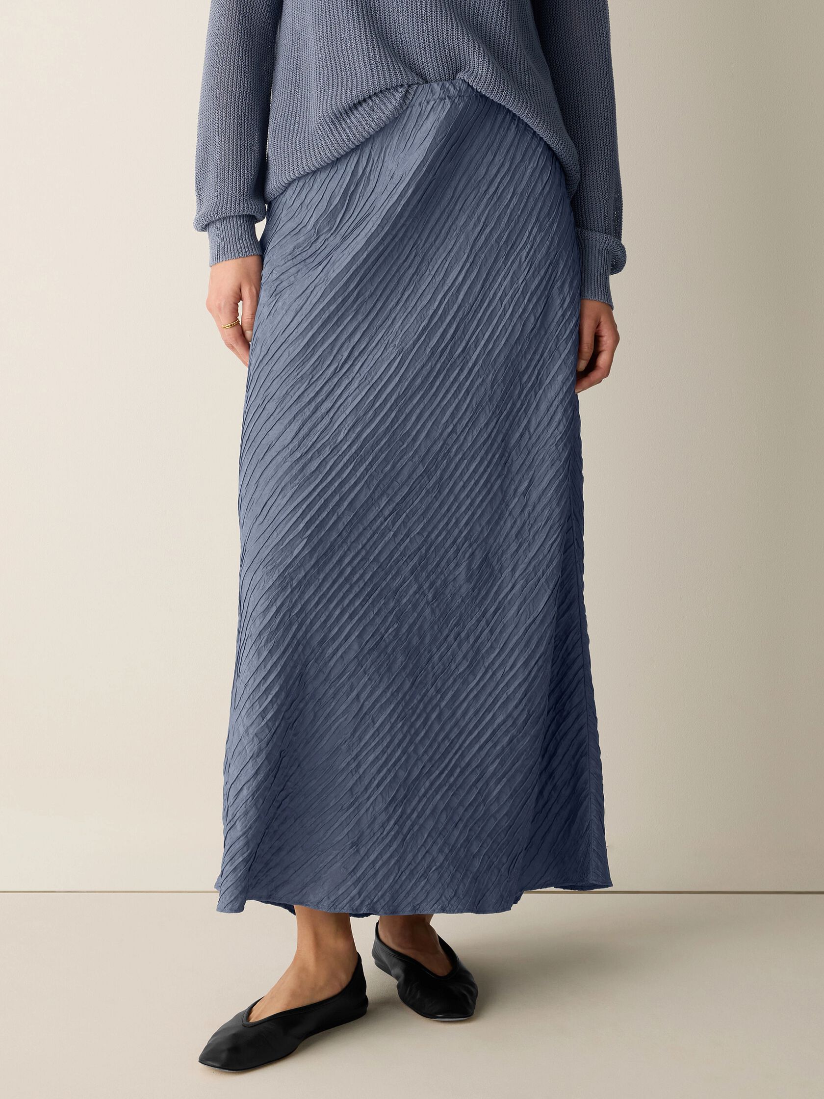 Textured Silk Jacquard Bias Skirt