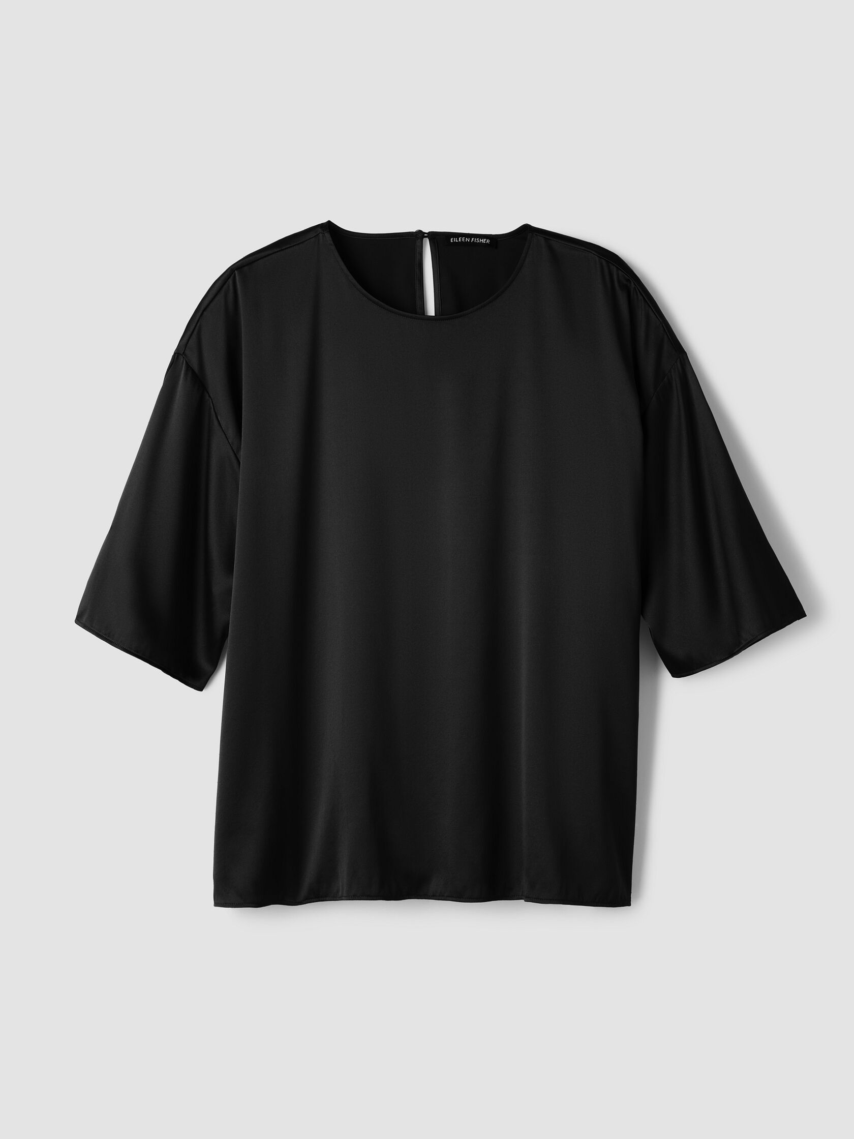 Stretch Silk Charmeuse Round Neck Top