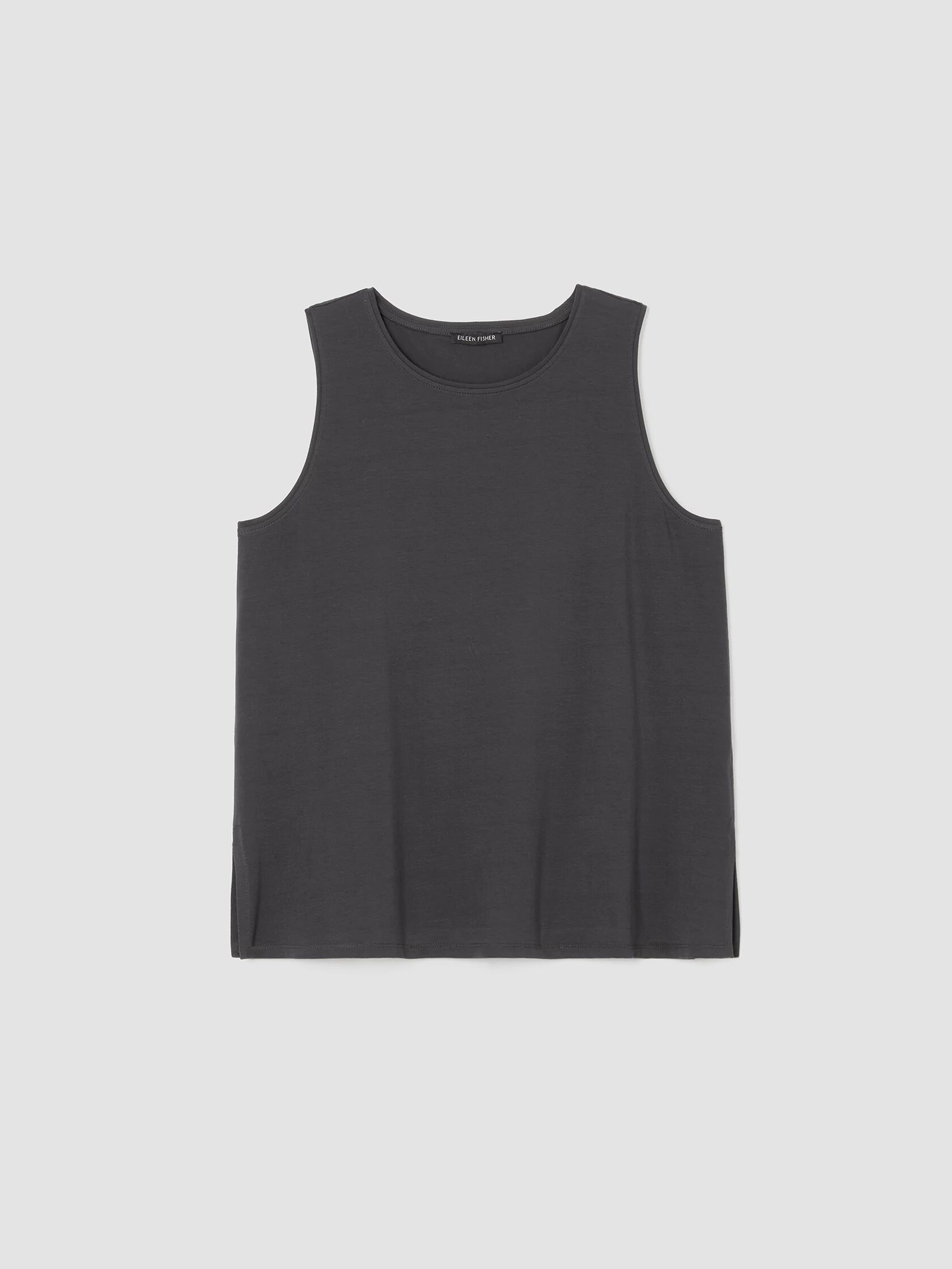 Stretch Jersey Knit Jewel Neck Tank