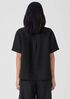 Organic Handkerchief Linen Band Collar Short-Sleeve Shirt
