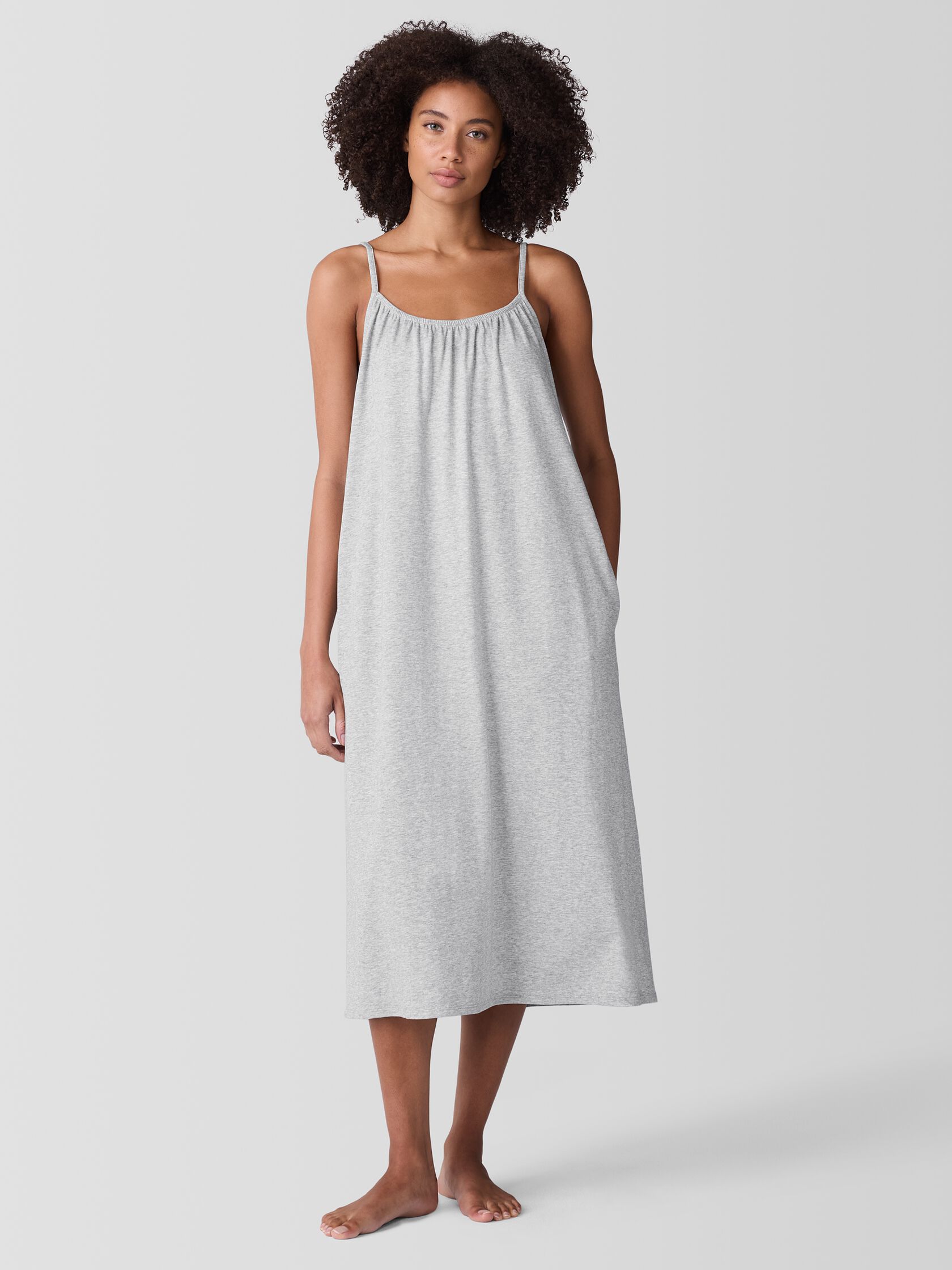Mélange Organic Cotton Interlock Cami Sleep Dress