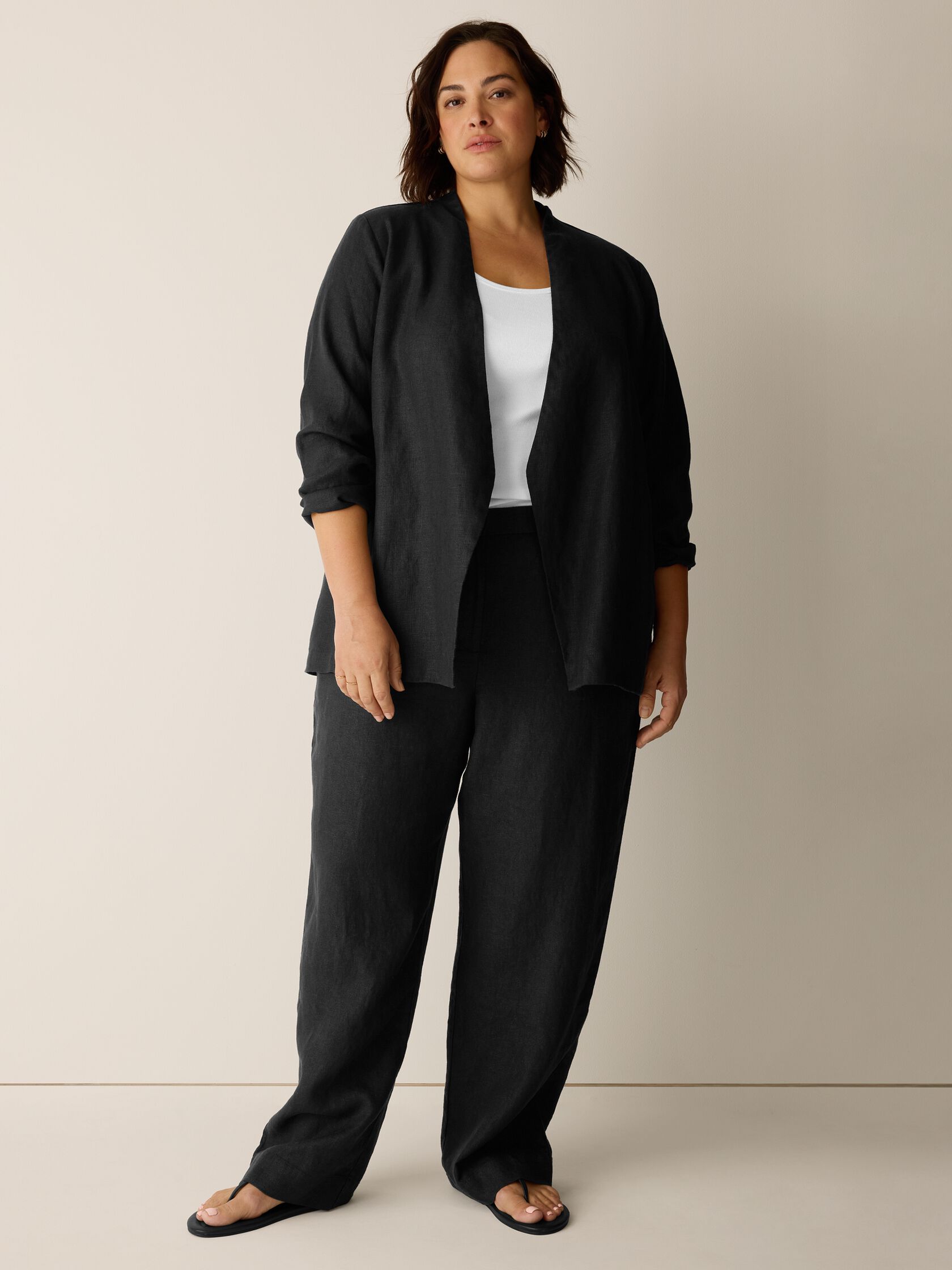 Heavy Organic Linen Angled Jacket