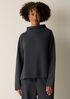 Waffle Cotton Blend Doubleknit Funnel Neck Box-Top