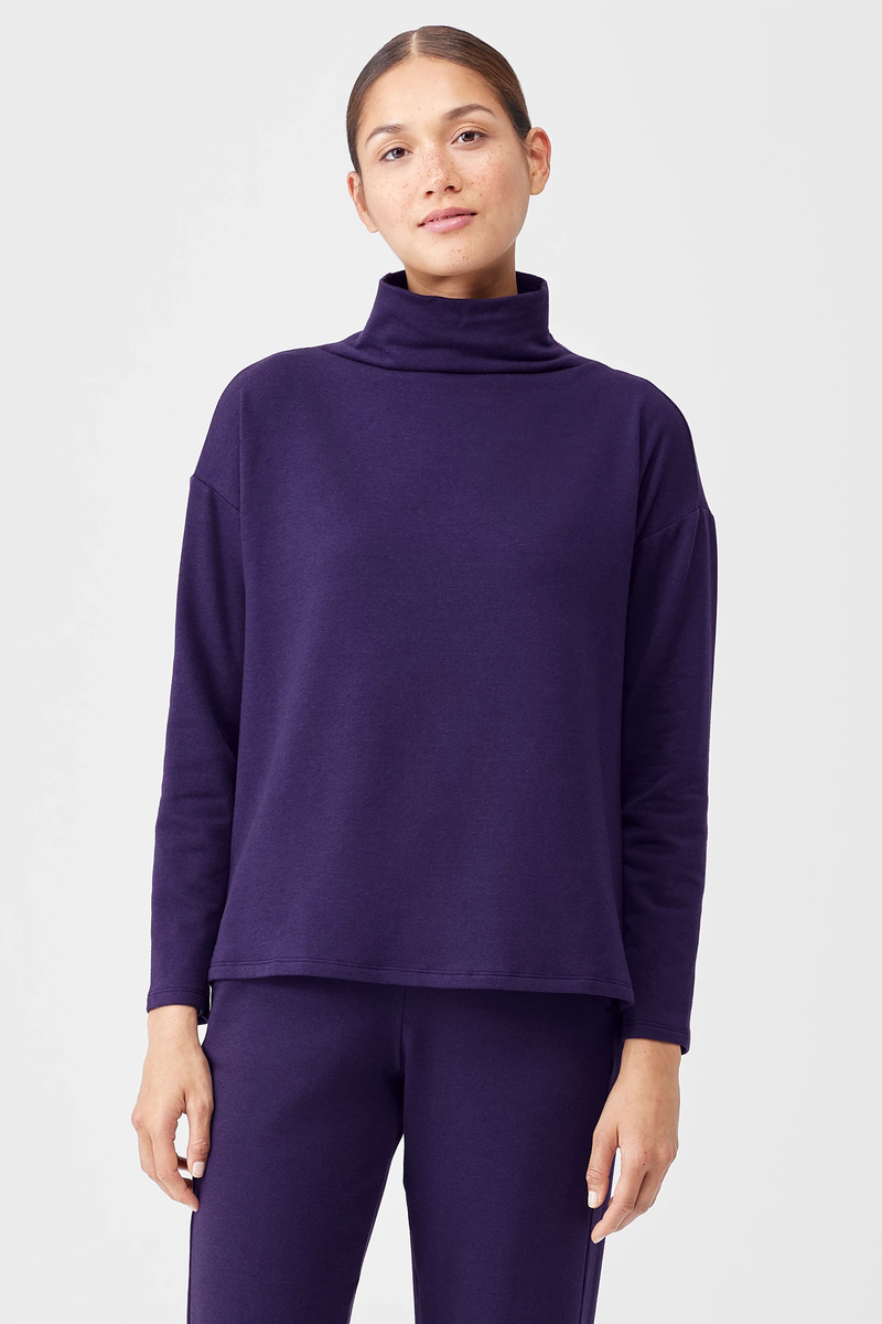Cozy Brushed Terry Hug Funnel Neck Box-Top