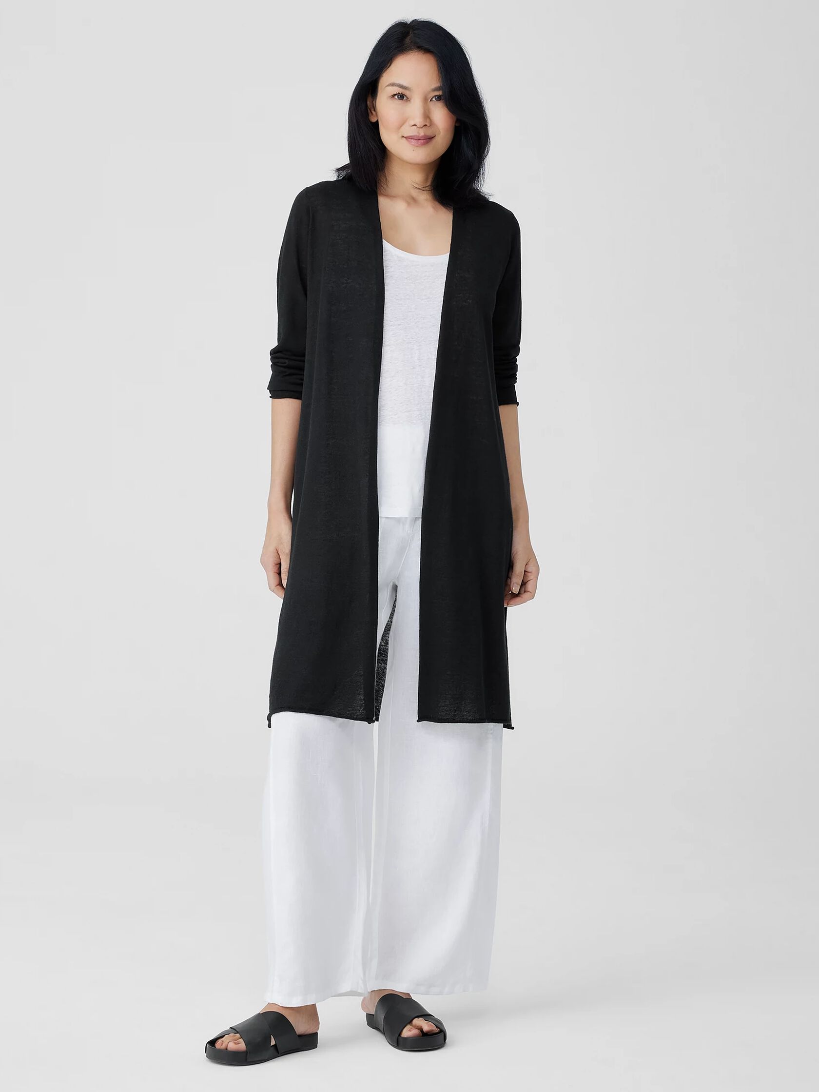 Organic Linen Cotton Jersey Long Cardigan